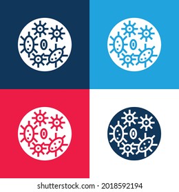 Bacteria blue and red four color minimal icon set