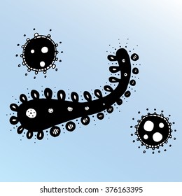 Bacteria. Cells. Line art. Virus. Cartoon. Children. Microscope. Celled structure. Dudling. Zentangl. Drawing. Background. Imunnitet. Cold. Monsters. Malekula. Dna. Genetic Engineering. Medical.