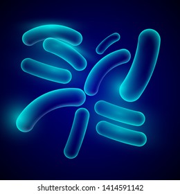 Bacteria cells on black background. 