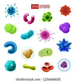 Bacteria Cells, Viruses And Germs Vector Icons Of Infectious Disease Pathogens, Harmful Microorganisms And Gut Flora Microbes. Human Health Care, Hygiene And Epidemic Prevention Theme