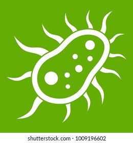 Bacteria centipede icon white isolated on green background. Vector illustration