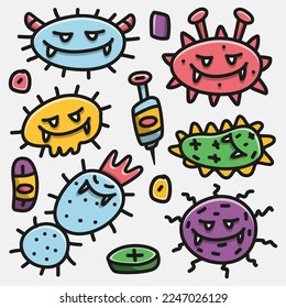 Bacteria character cartoon design illustration