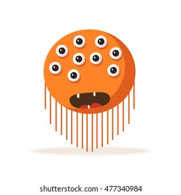 Bacteria character. Cartoon vector illustration. Microbiology. Isolated background. Funny monster Angry viruse