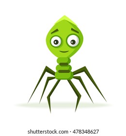 Bacteria character. Cartoon vector illustration. Microbiology. Isolated background. Funny monster Angry viruse