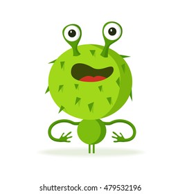 Bacteria character. Cartoon vector illustration. Microbiology. Isolated background. Funny monster Angry viruse