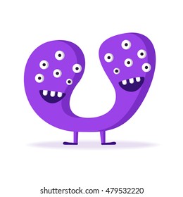 Bacteria character. Cartoon vector illustration. Microbiology. Isolated background. Funny monster Angry viruse