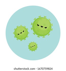 Bacteria character vector. free space for text.  Virus character design.