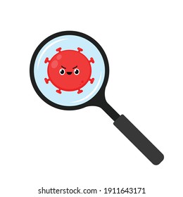 Bacteria character vector. free space for text.  Virus character design. 
Magnifying glass vector.