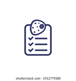 bacteria and checklist icon on white