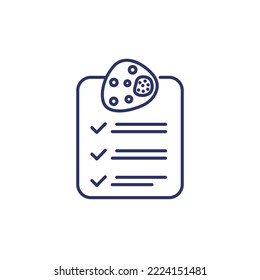 bacteria and checklist line icon on white