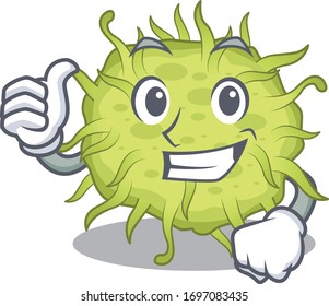 bacteria coccus cartoon character design making OK gesture