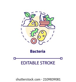 Bacteria concept icon. Agricultural microbiology abstract idea thin line illustration. Living organisms. Isolated outline drawing. Editable stroke. Roboto-Medium, Myriad Pro-Bold fonts used