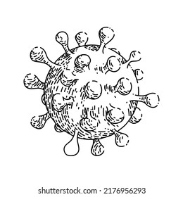 bacteria corona hand drawn vector. pandemic baillus, danger medical microbe bacteria corona sketch. isolated black illustration