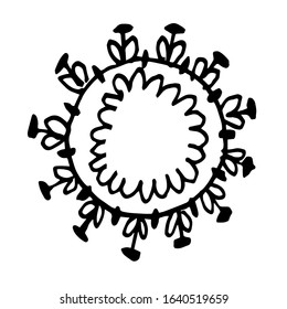 Bacteria is a coronavirus. Doodle style. Isolated on a white background. Infection. Wuhan coronavirus 2019-ncov. SARS pandemic risk alert.  SARS-CoV-2. Vector.