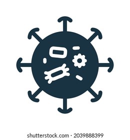 Bacterias, icono del coronavirus. Ilustración vectorial simple editable.