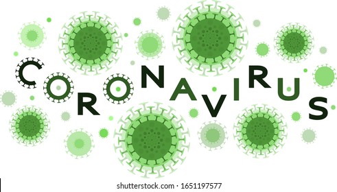 Bacterias, coronavirus, microbio vector verde. Los coronavirus causan enfermedades en mamíferos, humanos. Tipo mortal de virus 2019-nCoV. Novela Coronavirus 2019. Neumonía.