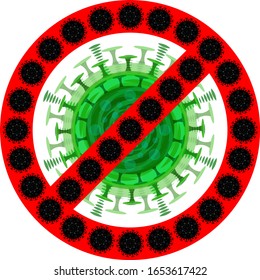 Bakterien, Coronavirus, mikrobengrüne Vektorillustration. Coronaviren verursachen Krankheiten bei Säugetieren, Menschen. Todesart des Virus 2019-nCoV. Novel Coronavirus 2019. Lungenentzündung. Die Ausbreitung der Epidemie.