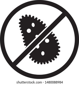 Bacteria crossed, stop bacteria spreading, sterile, antibacterial vector icon symbol