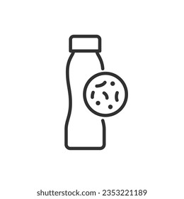 Bacteria in a dairy product, linear icon. Drinking yogurt and bifidobacteria. Probiotic. Line with editable stroke