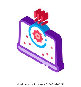 detección de bacterias en el vector de iconos de la laptop. detección de bacterias isométricas en el signo de la laptop. ilustración de símbolo aislado de color