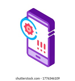 detección de bacterias en el vector de iconos de teléfonos móviles. detección de bacterias isométricas en la señal del teléfono móvil. ilustración de símbolo aislado de color