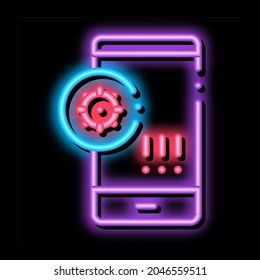 bacteria detection on mobile phone neon light sign vector. Glowing bright icon bacteria detection on mobile phone sign. transparent symbol illustration