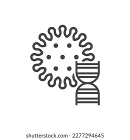 Bacteria con símbolo de signo de icono de ADN