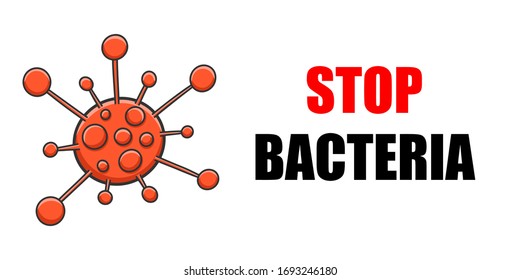 Bacteria doodle style vector, virus illustration. Isolated on white background. Stop sign.