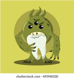 bacteria eating tooth vector illustration design