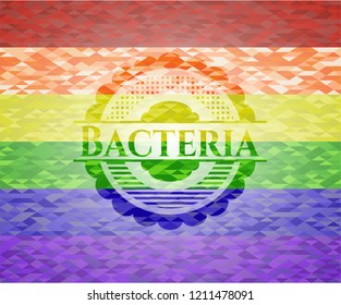 Bacteria emblem on mosaic background with the colors of the LGBT flag