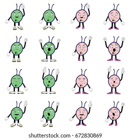 bacteria emotion cartoon vector include sad happy glad joy fun angry