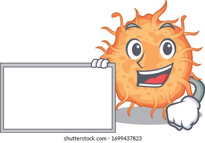 Bacteria endospore cartoon character design style with board