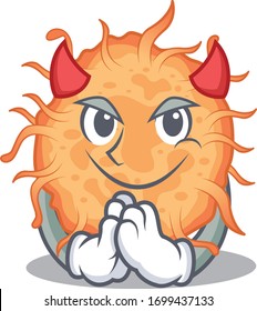 Bacteria endospore dressed as devil cartoon character design style