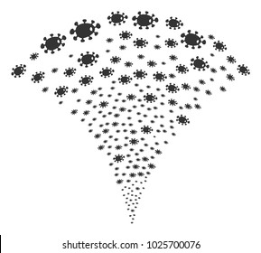 Bacteria exploding fountain. Vector illustration style is flat iconic symbols. Object fountain done from random symbols as bacteria fireworks.