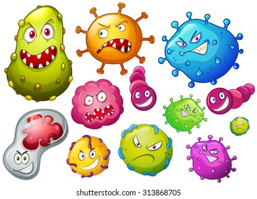 Bacteria with facial expression illustration