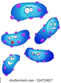 Bacteria with facial expressions illustration