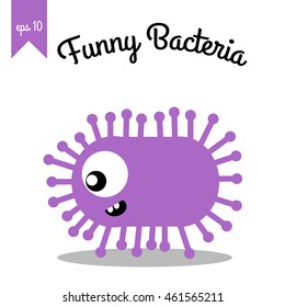 Bacteria with facial expressions illustration. Cartoon cute monsters. Isolated monsters, robots, germs, bacteria, aliens and other Halloween characters for your design, prints and banners
