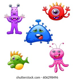 Bacteria with facial expressions. Vector illustration