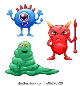 Bacteria with facial expressions. Vector illustration