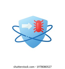 Bacteria fight flat icon. Antibiotic treatment. Immunity strengthening concept. Immunology. Body defence system. Health care, disease prevention. 3d vector illustration