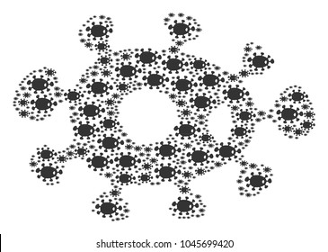 Bacteria figure combined in the shape of bacteria design elements. Vector iconized composition composed from simple icons.