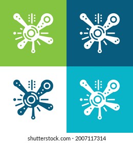 Bacteria Plana cuatro colores mínimo conjunto de iconos