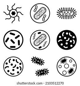 Bacteria Flat Icon Set Isolated On White Background