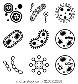 Bacteria Flat Icon Set Isolated On White Background