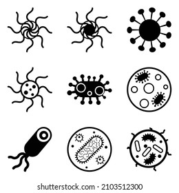 Bacteria Flat Icon Set Isolated On White Background