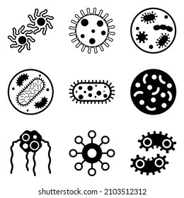Bacteria Flat Icon Set Isolated On White Background