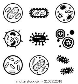 Bacteria Flat Icon Set Isolated On White Background