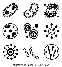 Icono Plano De Bacteria Aislado En Fondo Blanco