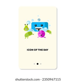 Bacteria flat vector icon. Colorful microorganisms running from soap isolated sign. concept. Vector illustration symbol elements for web design and apps