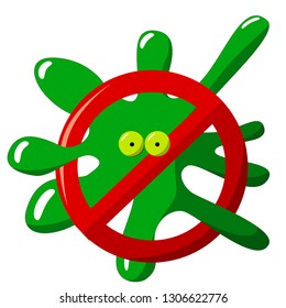 bacteria of flu in the crossed out circle